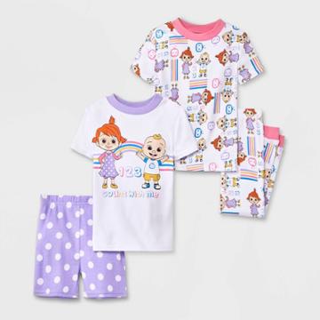 Toddler Girls' 4pc Cocomelon 123 With Me Pajama Set - Purple