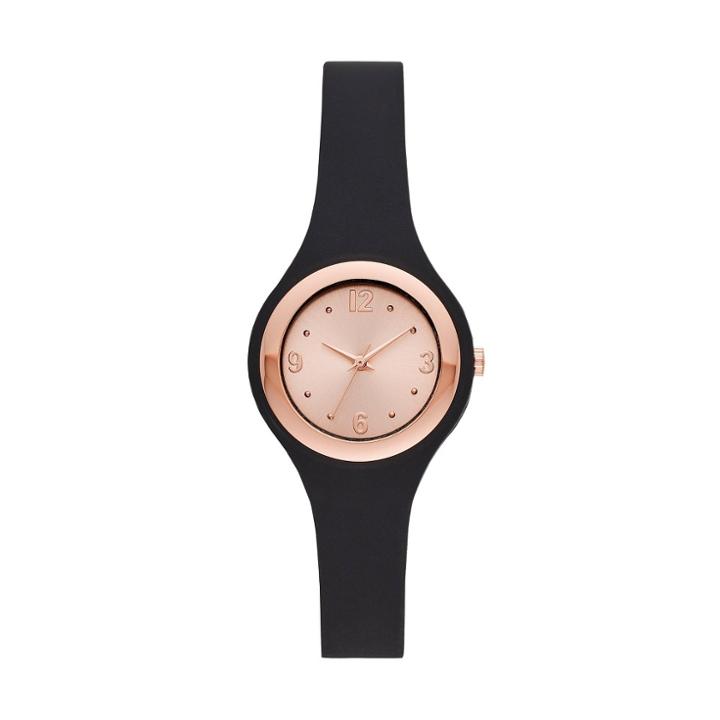 Women's Rubber Unibody Strap Watch - A New Day Rose Gold/black
