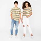 Men's Regular Fit Short Sleeve Striped T-shirt - Original Use Light Green/striped