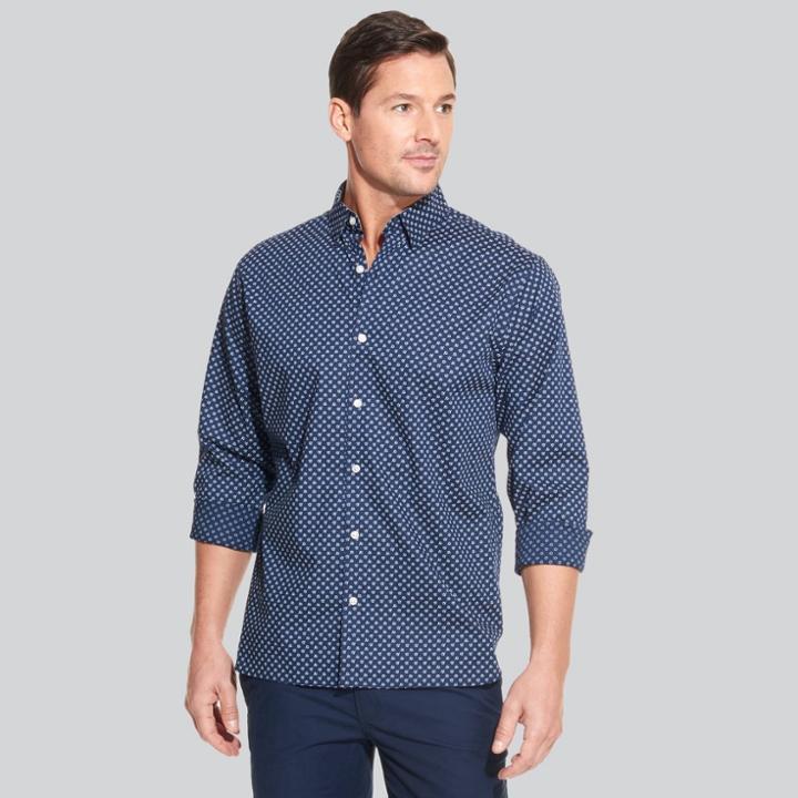 Van Heusen Men's Classic Fit Long Sleeve Button-down Shirt - Iris Black