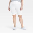 Women's Plus Size High-waist Cotton Blend Seamless 7 Inseam Bike Shorts - A New Day White