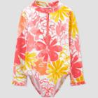 Toddler Girls' Floral Print Long Sleeve One Piece Swimsuit - Just One You Made By Carter's Pink