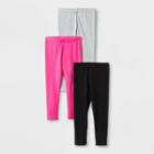 Toddler Girls' Solid 3pk Leggings - Cat & Jack Pink/gray/black