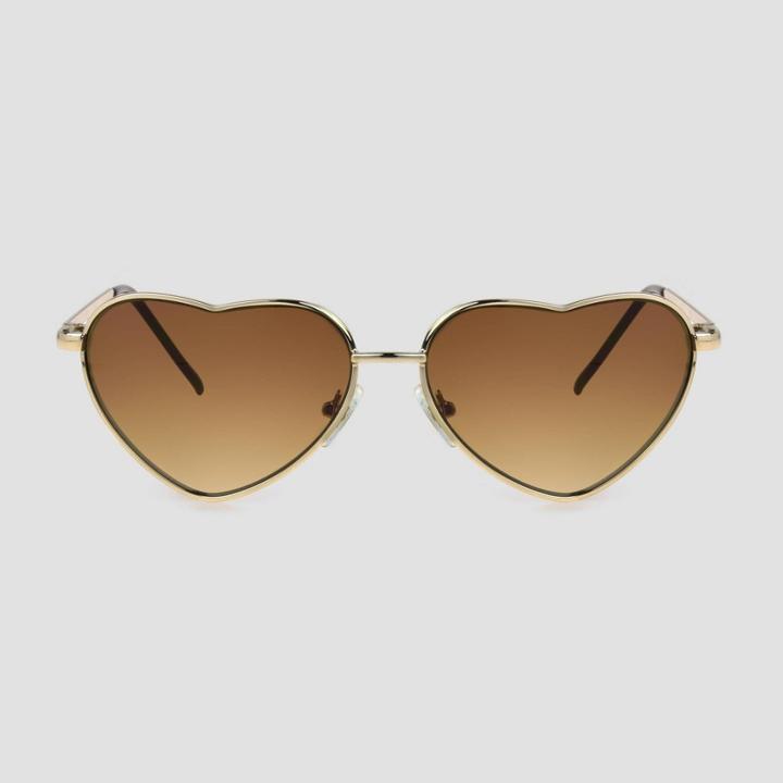 Girls' Heart Shape Aviator Sunglasses - Cat & Jack Gold