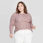 Women's Plus Size Long Sleeve Crewneck Hacci T-shirt - Universal Thread Brown