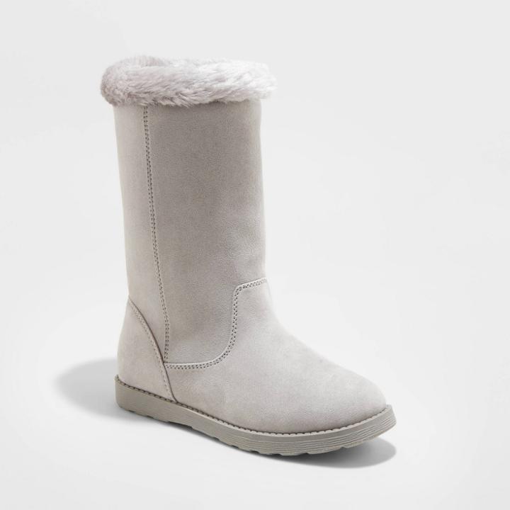 Girls' Kameryn Faux Fur Shearling Boots - Cat & Jack Gray