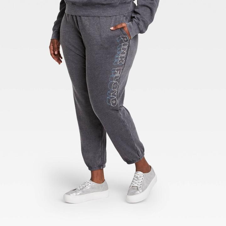 Women's Pink Floyd Plus Size Metallic Graphic Jogger Pants - Charcoal