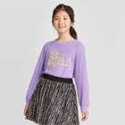 Girls' Long Sleeve Waffle Knit Glow In The Dark Top - Art Class Purple