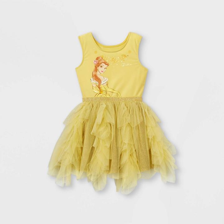 Toddler Girls' Disney Princess Belle Sleeveless Tutu Dress - Yellow