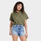 Women's Short Sleeve Pullover Blouse - Universal Thread Olive Green