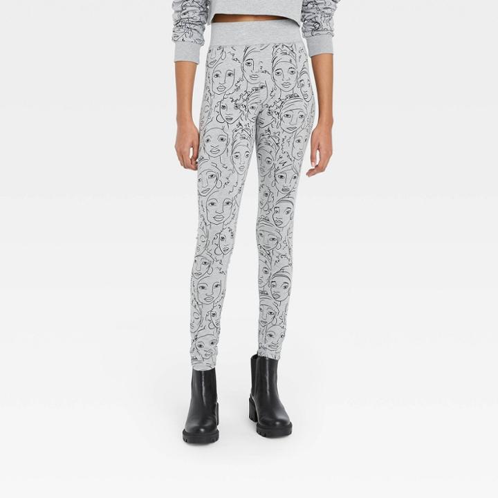 Well Worn Black History Month Women's Faces Leggings - Gray