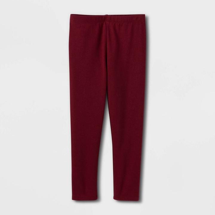 Toddler Girls' Solid Leggings - Cat & Jack Burgundy