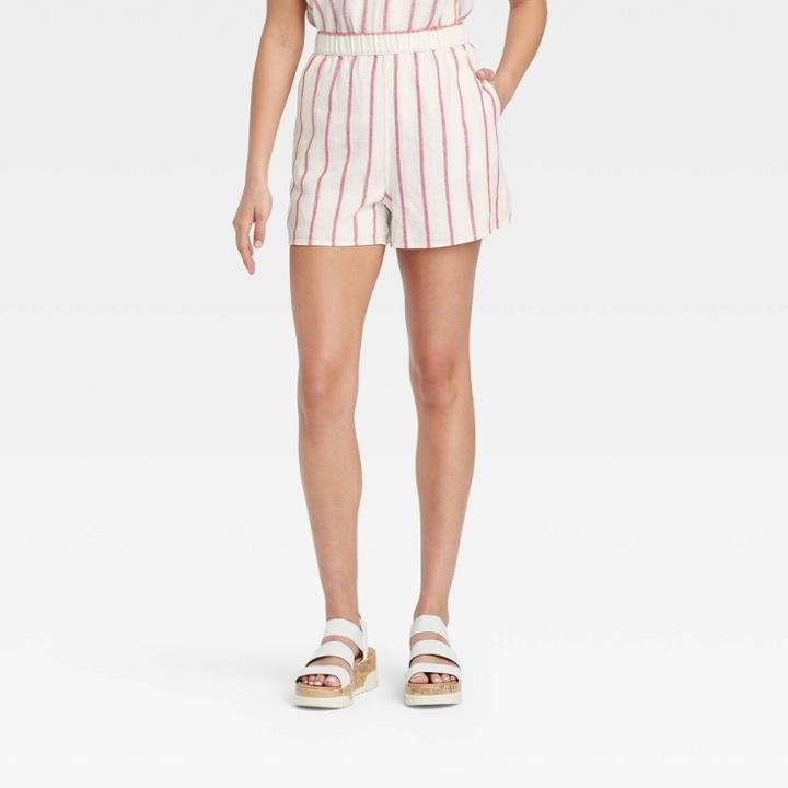 Women's Striped High-rise Pull-on Shorts - Universal Thread Cream