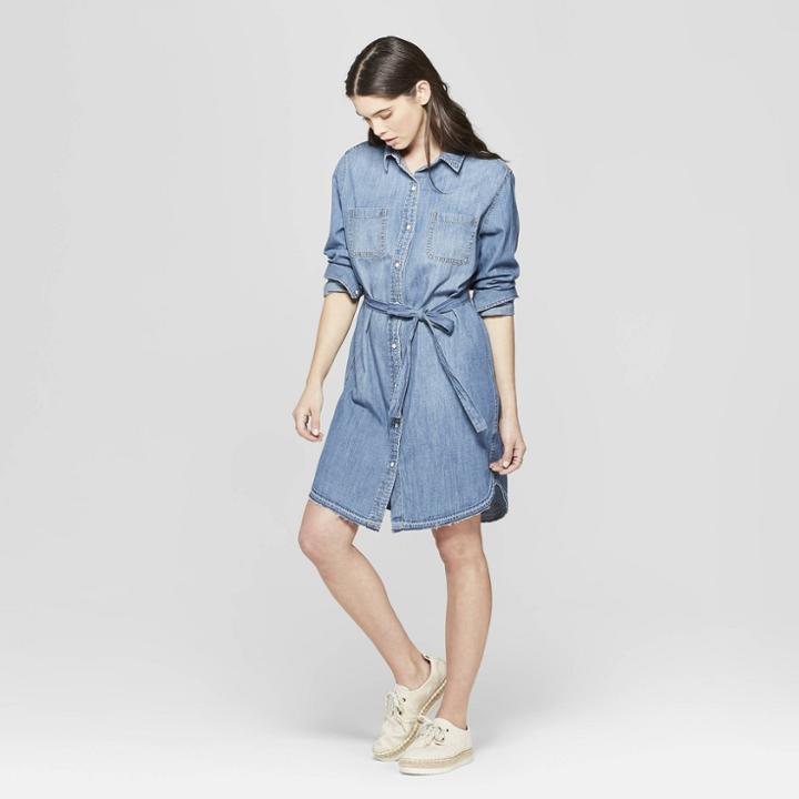 Women's Long Sleeve Denim Shirt Dress - Universal Thread