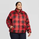 Women's Plus Size Plaid Puffer Jacket - Universal Thread Red 4x, Women's,