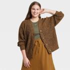 Women's Plus Size Button-front Cardigan - A New Day Brown