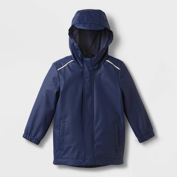 Toddler Long Sleeve Rain Coat - Cat & Jack Navy Blue