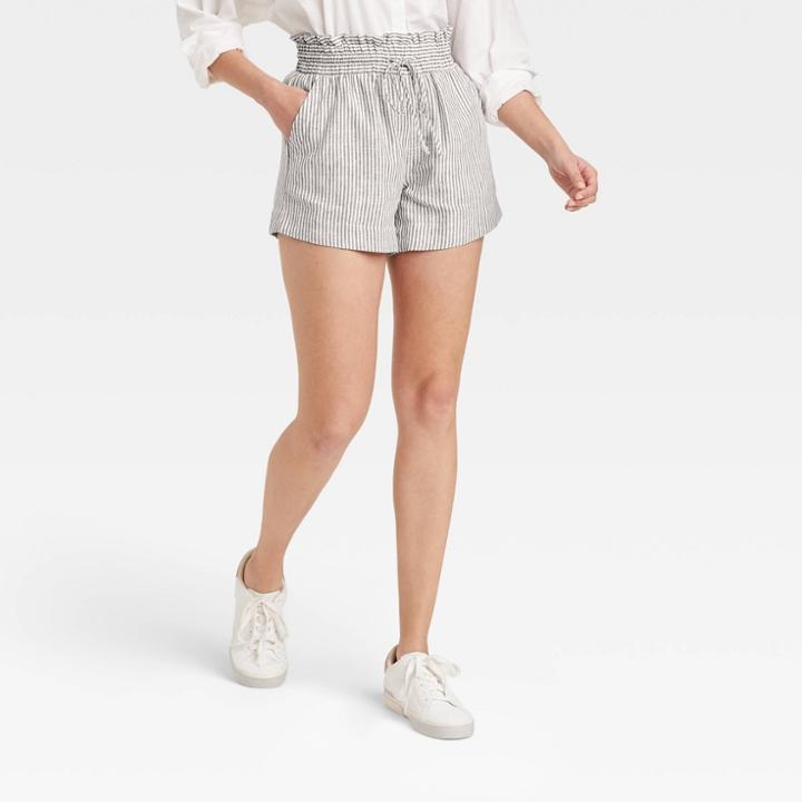 Women's High-rise Pull-on Shorts - A New Day Blue/white