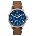 Men's Timex Expedition Scout Watch With Leather Strap - Silver/blue/tan Tw4b01800jt, Brown