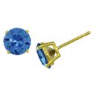 Target Women's Gold Plated Sapphire Stud Earring (8mm), Gold/blue