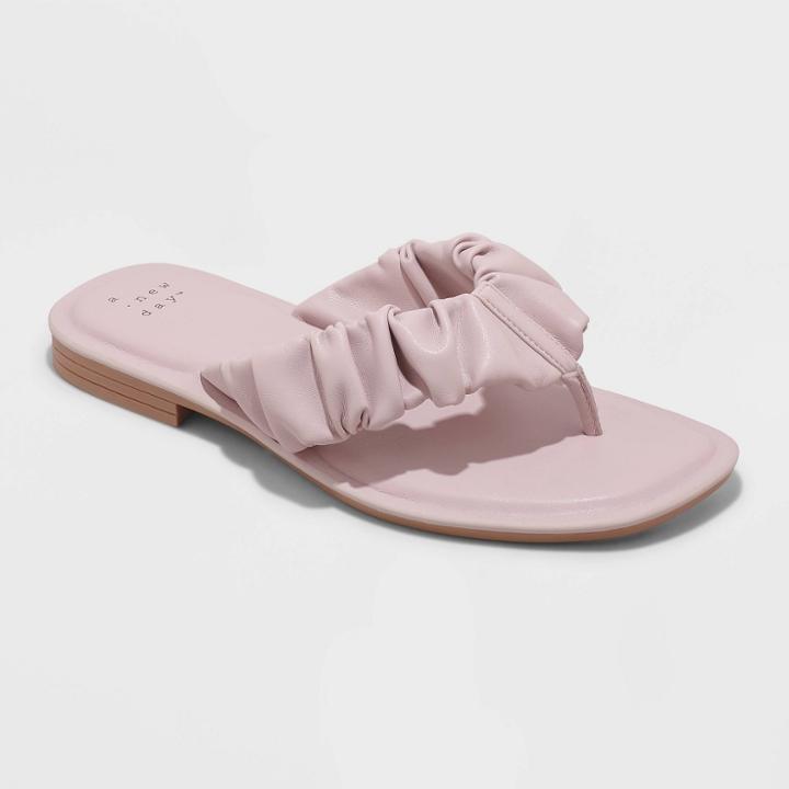 Women's Blossom Scrunched Flip Flop Sandals - A New Day Blush