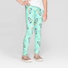 Girls' Panda Print Leggings - Cat & Jack Mint