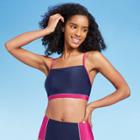 Women's Longline Square Neck Bikini Top - All In Motion Cranberry/navy Colorblock