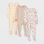 Baby Girls' 3pk Fruit Print Tight Fit Sleep N' Play - Cloud Island Yellow