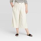 Women's Plus Size Mid-rise Pleat Front Wide Leg Cropped Trouser - Who What Wear Off White 14w, Women's, Beige