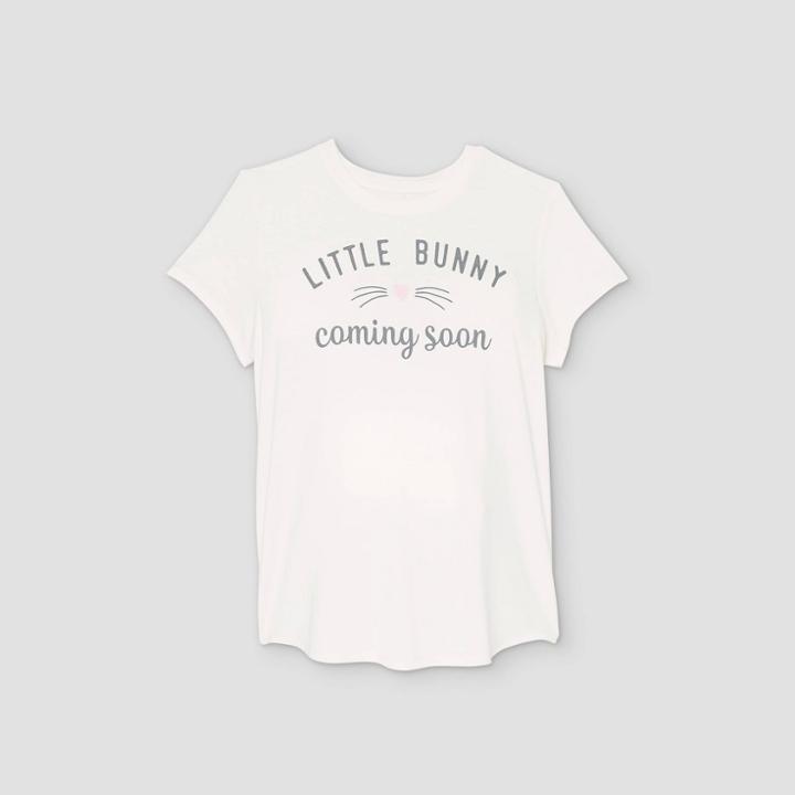 Maternity Short Sleeve Little Bunny Coming Soon Easter Graphic T-shirt - Isabel Maternity By Ingrid & Isabel