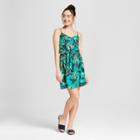 Women's Floral Print Tie Front Strappy Fit & Flare Dress - Xhilaration Green
