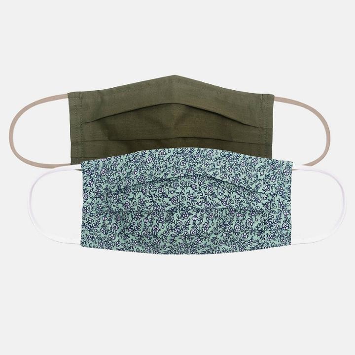 Women's 2pc Fabric Face Masks - Universal Thread Green Floral Print/olive