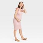 The Nines By Hatch Flutter Short Sleeve Ribbed Jersey Maternity Dress Blush