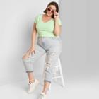 Women's Plus Size Short Sleeve V-neck Baby T-shirt - Wild Fable