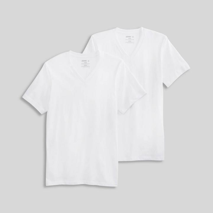 Jockey Generation Men's Short Sleeve Cotton 2pk V-neck T-shirt - White