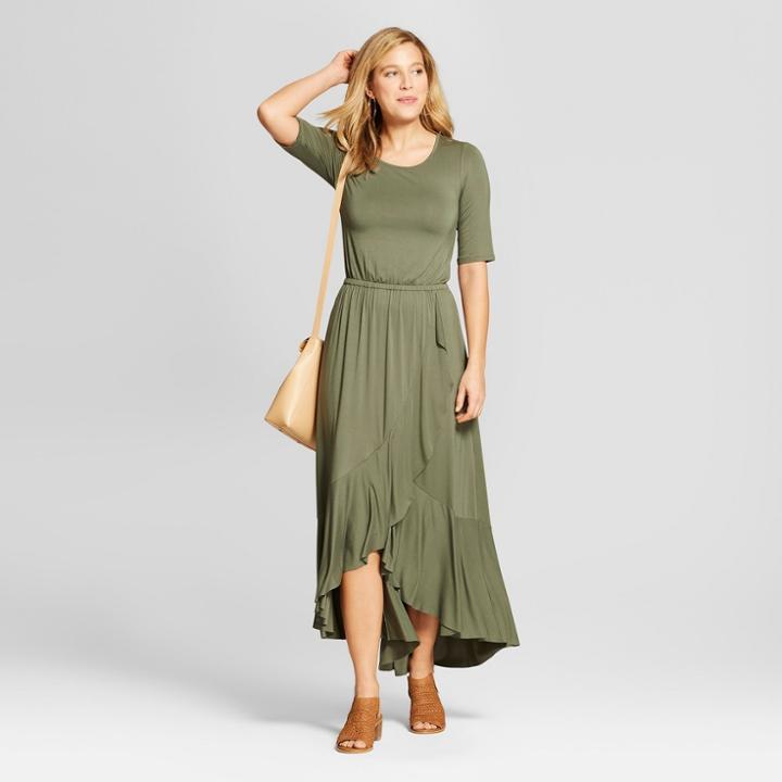 Women's Ruffle Tulip Knit Maxi Dress - Spenser Jeremy Green