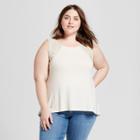 Women's Plus Size Crochet Detail Tank - Universal Thread Oatmeal
