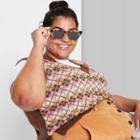 Women's Plus Size V-neck Printed Sweater Vest - Wild Fable Brown Argyle