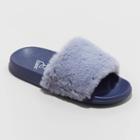 Girls' Aubrianna Single Band Fur Slide Slippers - Art Class Navy Blue