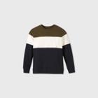 Men's Color Block Crew Neck Sweatshirt - Original Use Olive Green