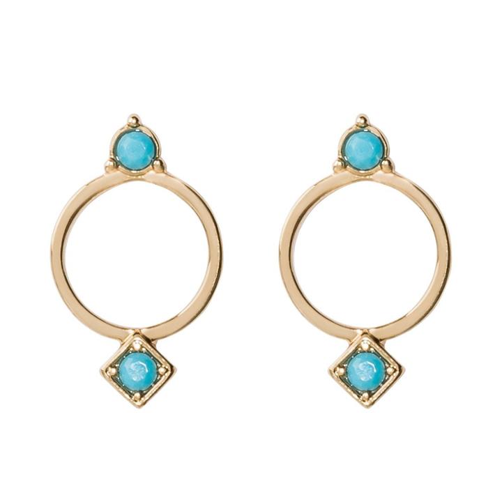 Post Hoop Earrings - A New Day Turquoise/gold