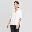Women's Short Sleeve Collared Relaxed Knit Polo Shirt - Prologue White