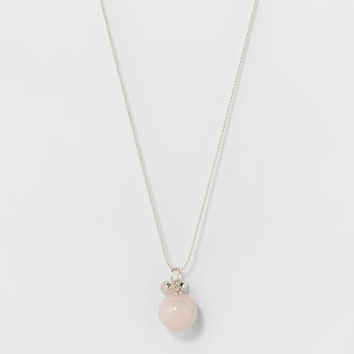 Bead & Metal Bead Long Necklace - A New Day Pink/silver