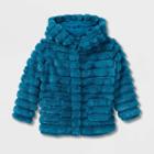 Toddler Girls' Long Sleeve Faux Fur Jacket - Cat & Jack Turquoise Green