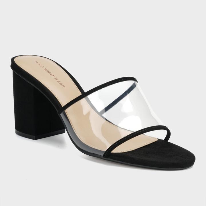 Women's Danielle Vinyl Heeled Mules - Who What Wear Black