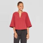 Women's 3/4 Sleeve V-neck Blouse - Prologue Red