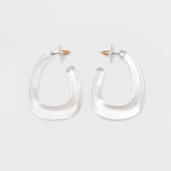 Sugarfix By Baublebar Modern Clear Acrylic Hoop Earrings - Clear, Girl's