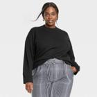 Women's Plus Size Fine Gauge Crewneck Sweater - A New Day Black
