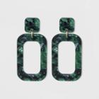 Acrylic Rectangle Drop Earrings - A New Day Green/gold