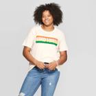 Women's Plus Size Short Sleeve Good Vibes Graphic T-shirt - Mighty Fine (juniors') - Cream